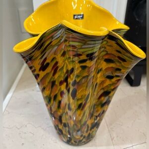 Handmade in Poland Alicja art glass handkerchief confetti vase